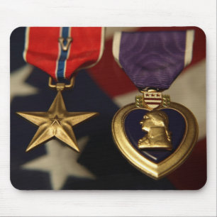 bronse star and purple heart mouse pad