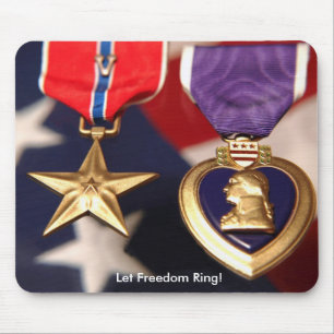 bronse star and purple heart mousepad