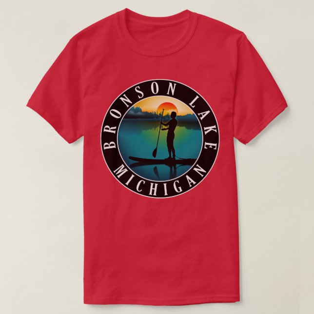 Bronson Lake Paddleboarding Michigan Sunset T-Shirt (Design Front)