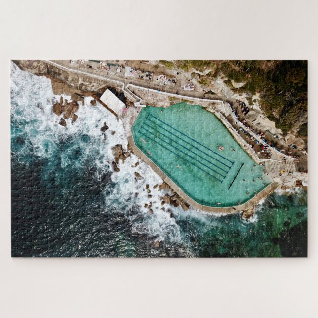 Bronte Baths Ocean Pool Sydney Aerial View Jigsaw Puzzle (Horizontal)