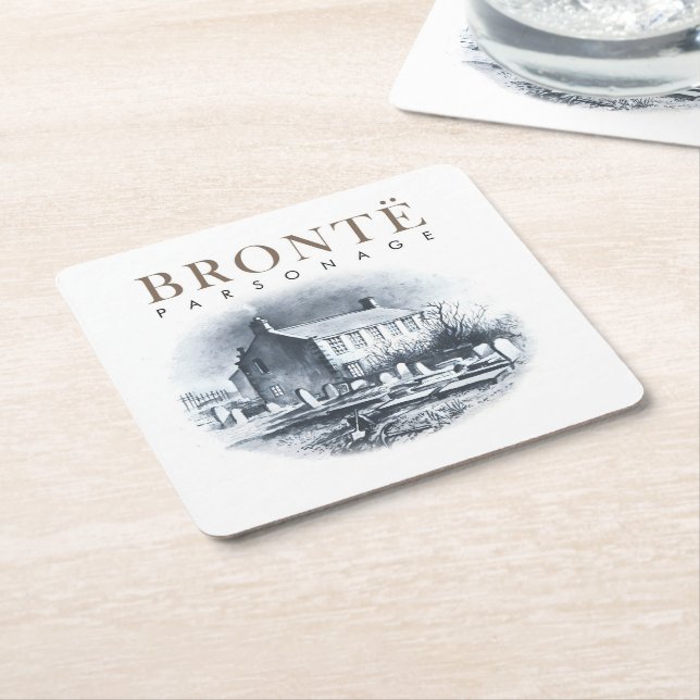 Bronte Parsonage Home of the Brontes Square Paper Coaster (Angled)