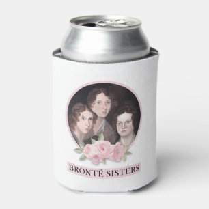 Bronte Sisters Portrait with Pink Roses Can Cooler