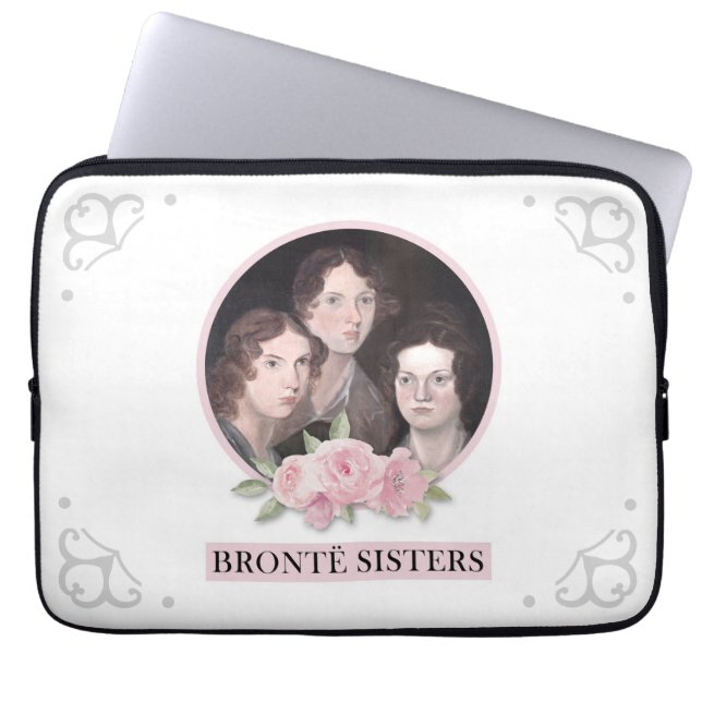 Bronte Sisters Portrait with Pink Roses Laptop Sleeve (Front)