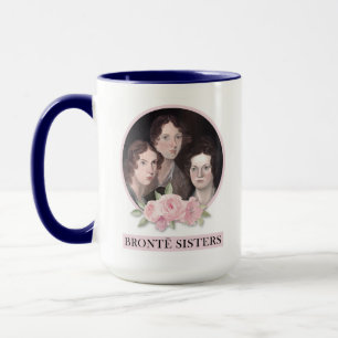 Bronte Sisters Portrait with Pink Roses Mug