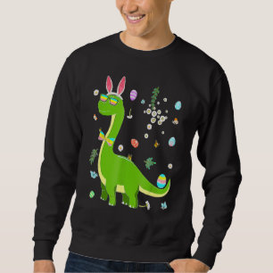 Brontosaurus Bunny Ears Egg Easter Day Dinosaur Di Sweatshirt