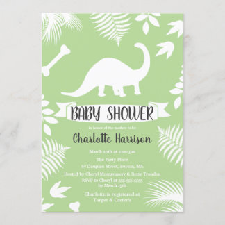 Brontosaurus Dinosaur Baby Shower Invitation