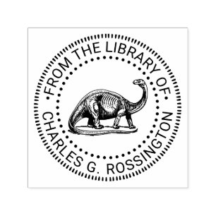 Brontosaurus Dinosaur Library Book Name Self-inking Stamp