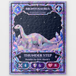 Brontosaurus Dinosaur, Rainbow Foil Art Jigsaw Puzzle
