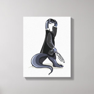 Brontosaurus Dressed As A Movie Character. Canvas Print