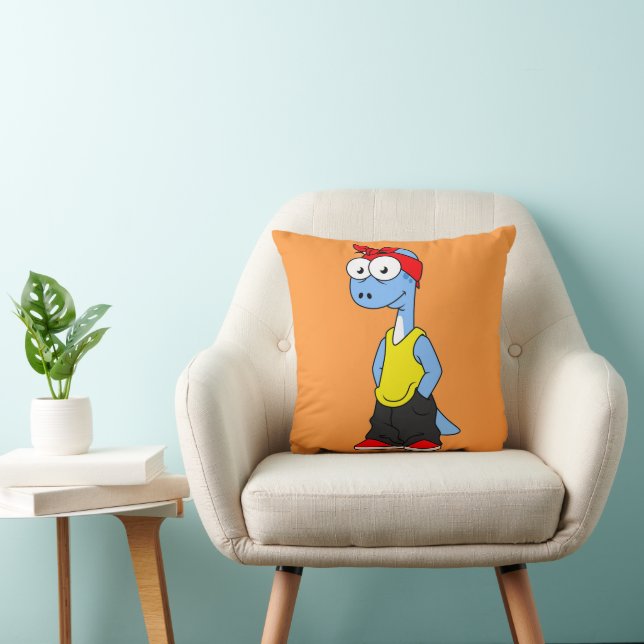 Brontosaurus Dressed In Hip Hop Clothing. Cushion (Chair)
