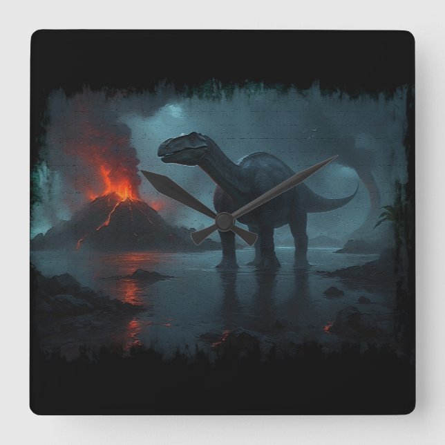 Brontosaurus Fun Ecology  Square Wall Clock (Front)