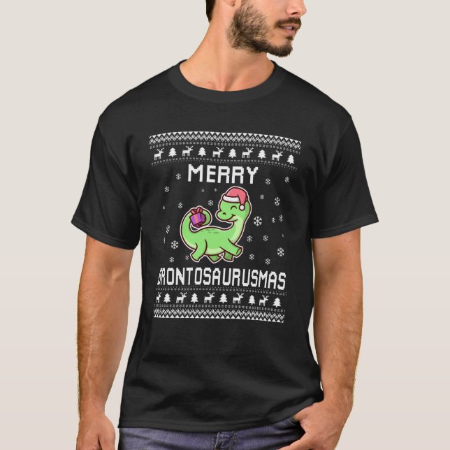 Brontosaurus Lover Ugly Christmas Sweater for Holi (Front)