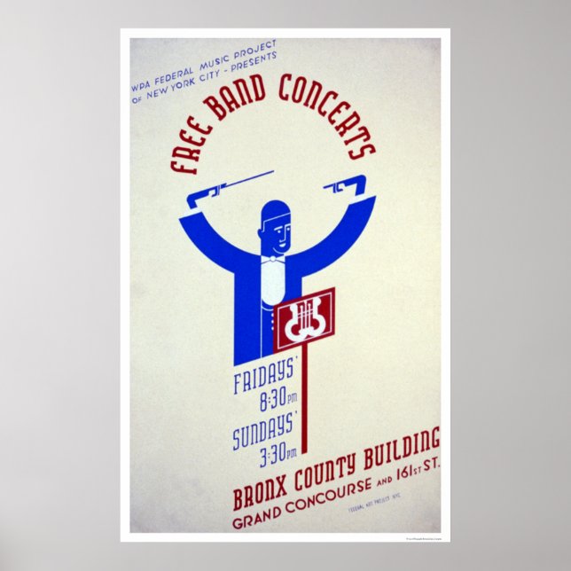 Bronx Band Concert 1940 WPA Poster (Front)