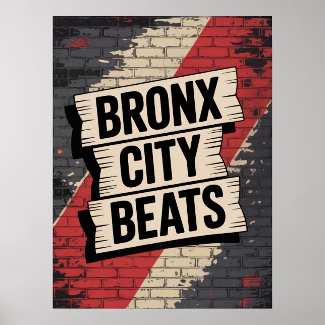 Bronx City Beats Graffiti Typography Poster (Front)