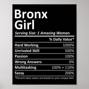 Bronx Girl Ny New York Funny City Home Roots Usa G Poster