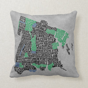 Bronx New York City Typography Map Cushion