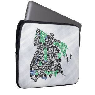 Bronx New York City Typography Map Laptop Sleeve