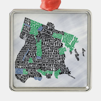 Bronx New York City Typography Map Metal Tree Decoration