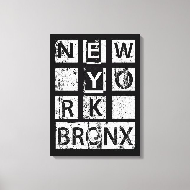 Bronx New York | Grunge Typography Canvas Print (Front)