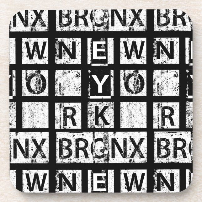 Bronx New York | Grunge Typography Coaster (Front)
