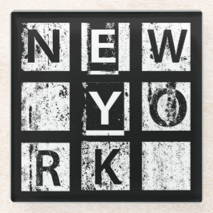 Bronx New York Grunge Typography Glass Coaster