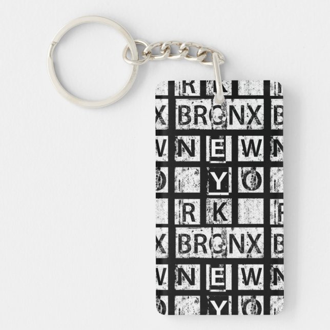 Bronx New York | Grunge Typography Key Ring (Front)