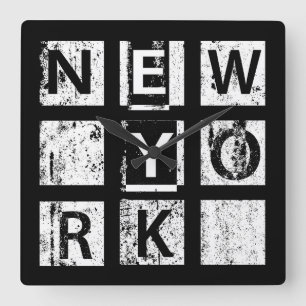 Bronx New York   Grunge Typography Square Wall Clock