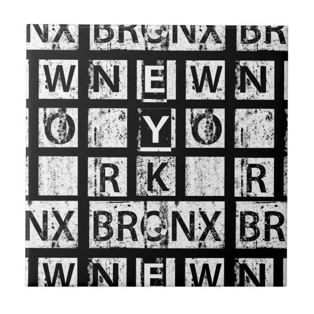 Bronx New York | Grunge Typography Tile (Front)