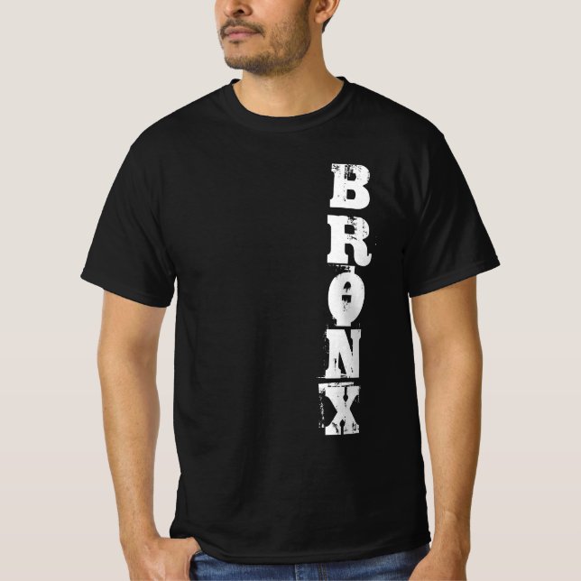 Bronx Text Retro Classic Nyc New York City Black T-Shirt (Front)