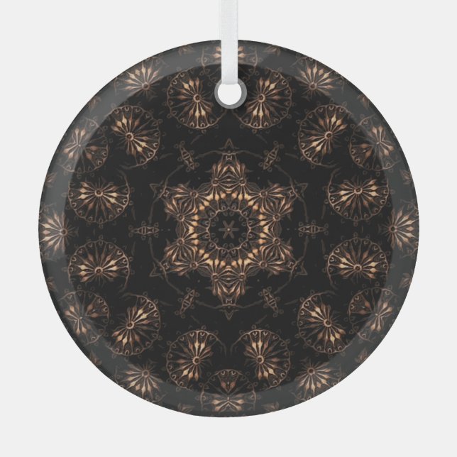 Bronze Age Mandala  Glass Tree Decoration (Front)