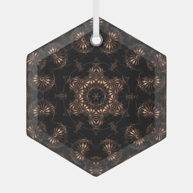 Bronze Age Mandala  Glass Tree Decoration (Front)