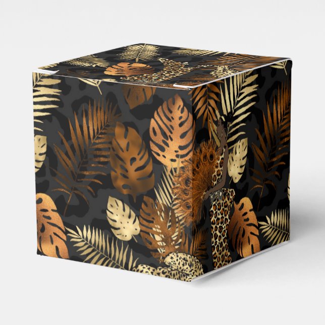 Bronze and Gold Leopard Favour Box (Front Side)