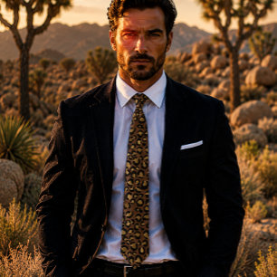 Bronze and Gold Leopard Print Tie