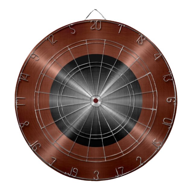 Bronze and Grey Stainless Steel Metal Dartboard (Front)