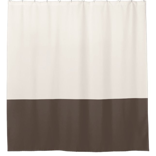 Bronze and off white two tone colour block shower curtain (Front)