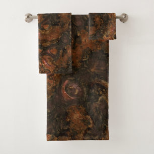 Bronze and Pink Stone Abstract Bath Towel Set