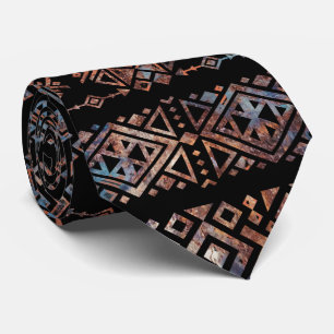 Bronze and Rust Vintage  Aztec Peruvian Tribal Pat Tie
