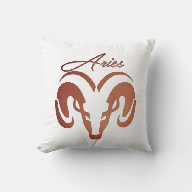 Bronze Aries the Ram Zodiac Cushion (Front)