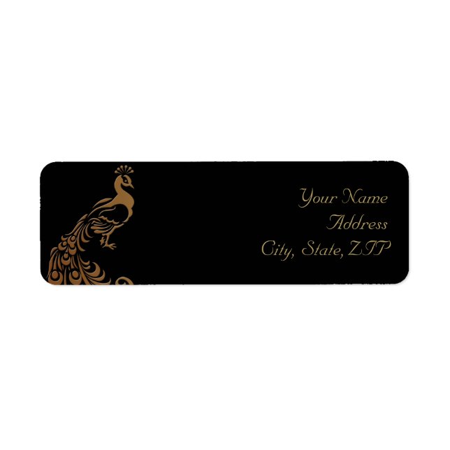 Bronze Art Deco Peacock and Floral Return Address (Front)