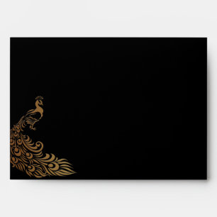 Bronze Art Deco Peacock and Floral Wedding Envelopes
