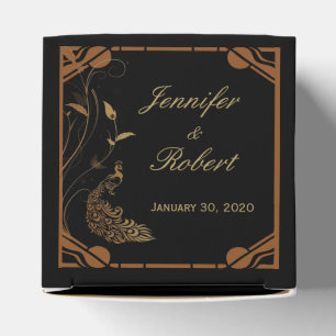 Bronze Art Deco Peacock and FloralW edding Favour  Box