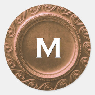 Bronze Art Deco Wedding Monogram M Sticker
