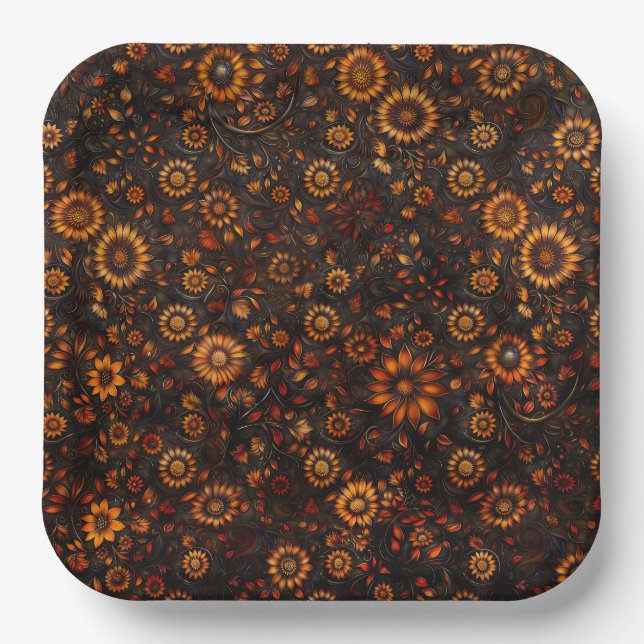 Bronze Autumn Vines Paper Plate (Front)