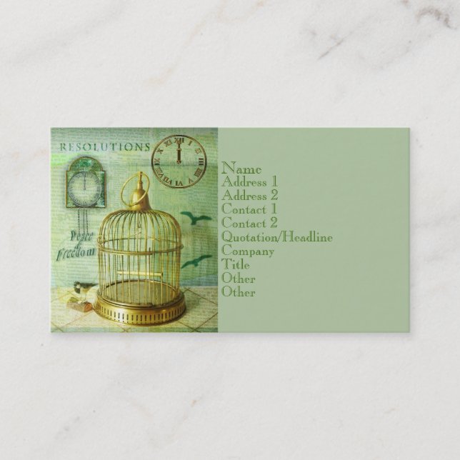 Bronze Birdcage Business Card (Front)