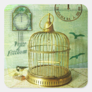 Bronze Birdcage Square Sticker