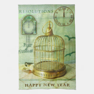Bronze Birdcage Tea Towel