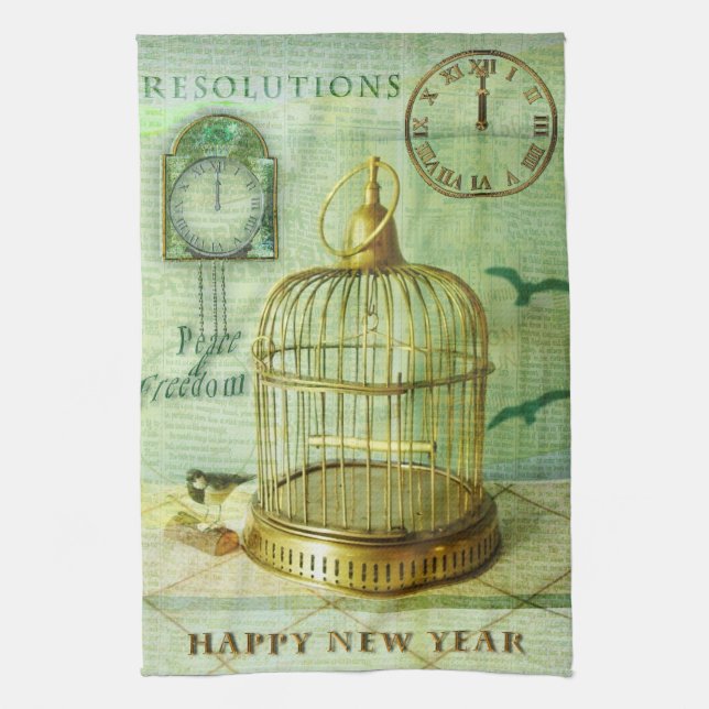 Bronze Birdcage Tea Towel (Vertical)
