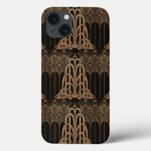 Bronze,black,art deco, art nouveau, floral,pattern iPhone 13 case