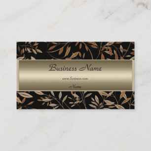 Bronze Black Brown Floral Elegant Business Card