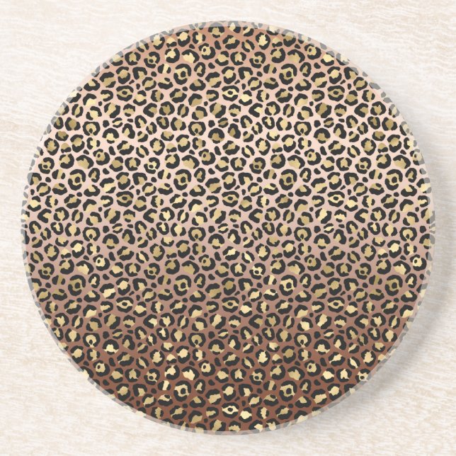Bronze Black Gold Ombre Leopard Print       Coaster (Front)